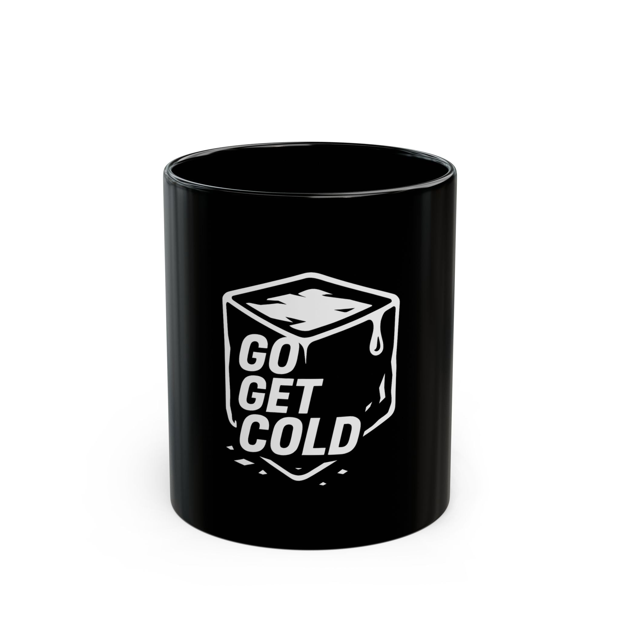 Black Mug (11oz, 15oz) Go Get Cold ice cube logo Mug | As Cold Plungers You Know When You Know.....just GO GET COLD